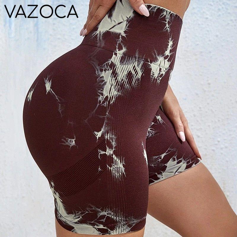 Seamless Tie Dye High Waist Yoga Shorts