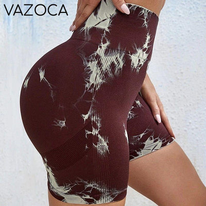 Seamless Tie Dye High Waist Yoga Shorts