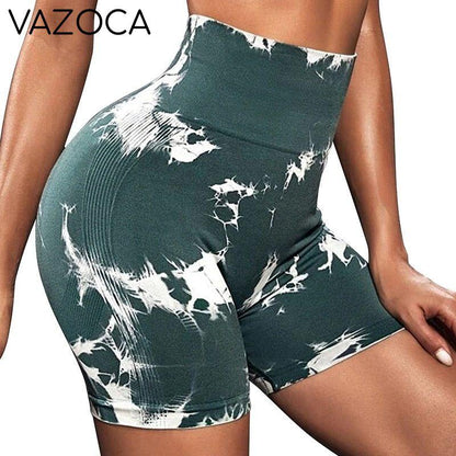 Seamless Tie Dye High Waist Yoga Shorts