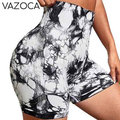 Seamless Tie Dye High Waist Yoga Shorts
