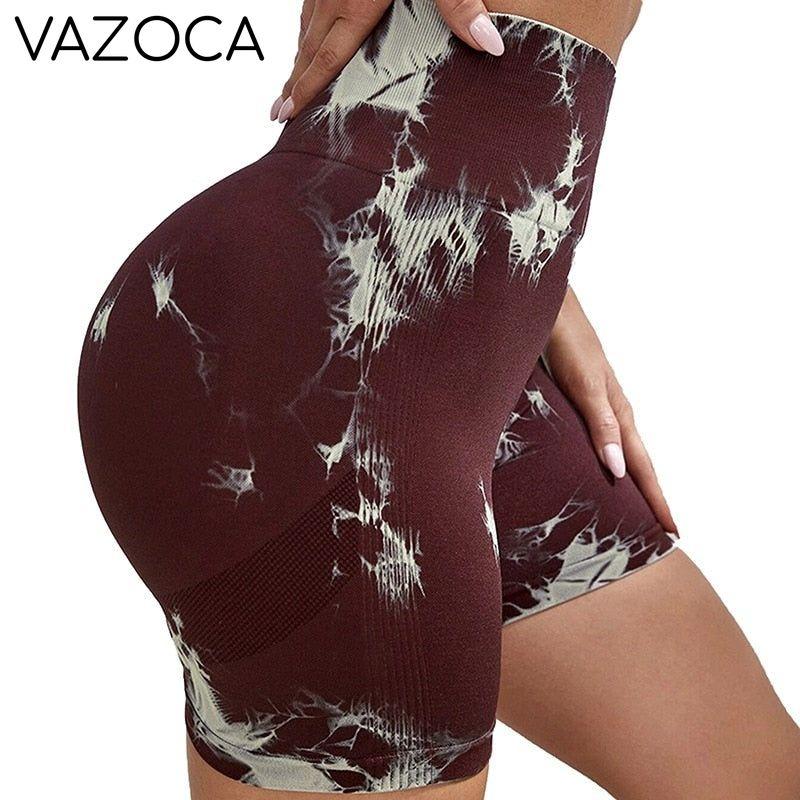 Seamless Tie Dye High Waist Yoga Shorts