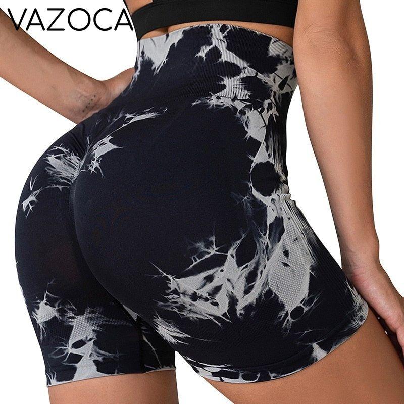 Seamless Tie Dye High Waist Yoga Shorts