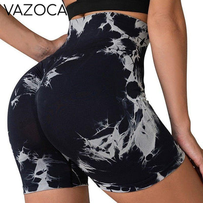 Seamless Tie Dye High Waist Yoga Shorts