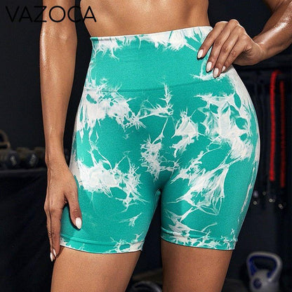 Seamless Tie Dye High Waist Yoga Shorts