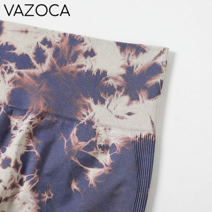 Seamless Tie Dye High Waist Yoga Shorts