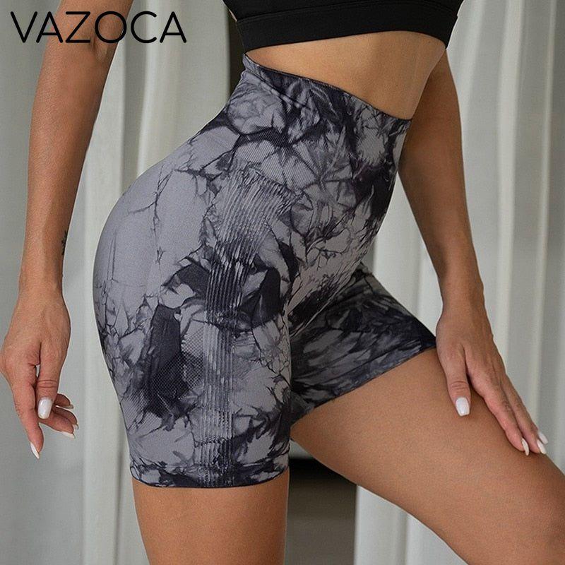 Seamless Tie Dye High Waist Yoga Shorts