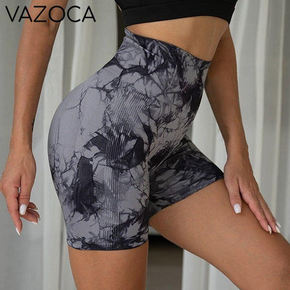 Seamless Tie Dye High Waist Yoga Shorts