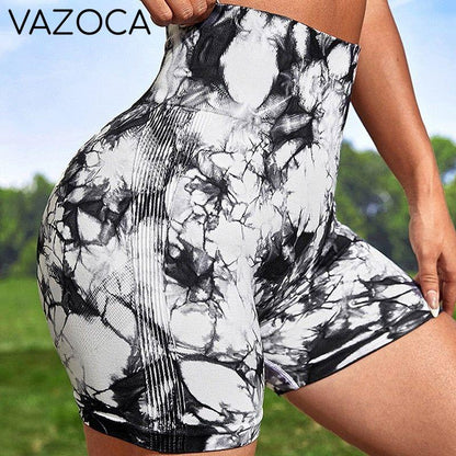 Seamless Tie Dye High Waist Yoga Shorts