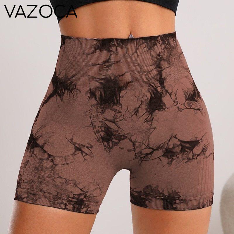 Seamless Tie Dye High Waist Yoga Shorts