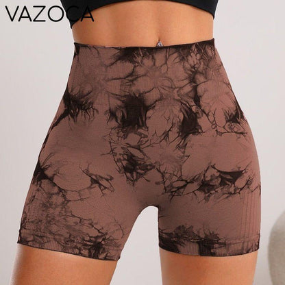 Seamless Tie Dye High Waist Yoga Shorts