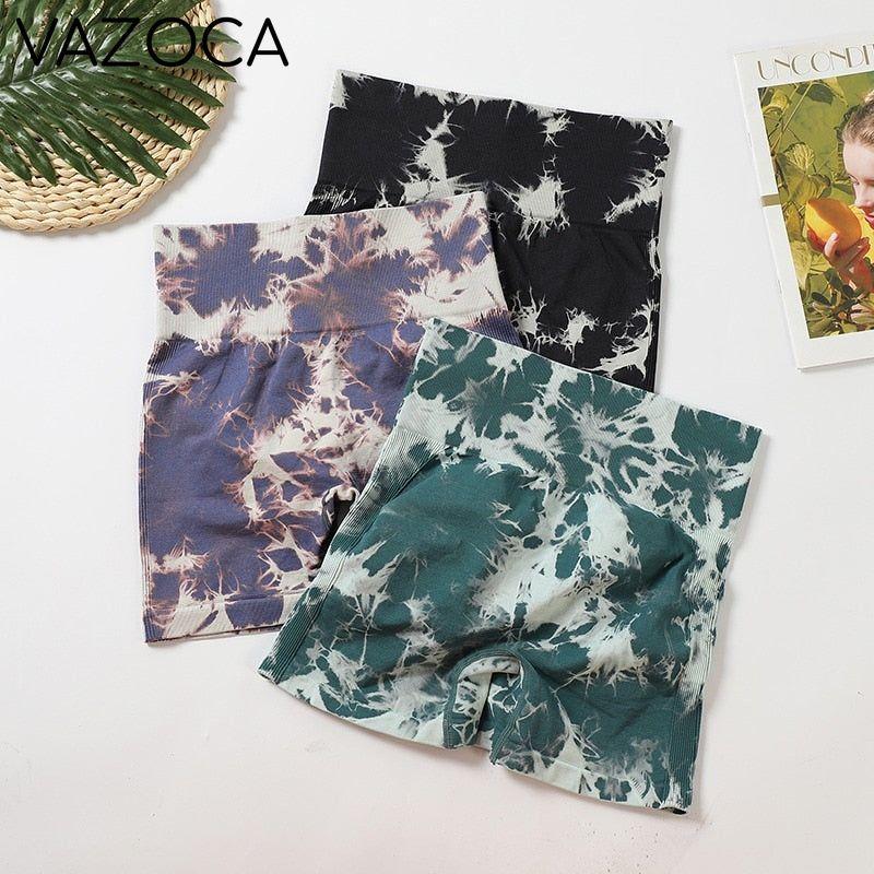 Seamless Tie Dye High Waist Yoga Shorts