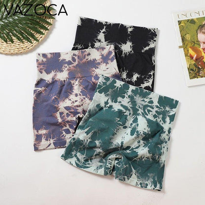 Seamless Tie Dye High Waist Yoga Shorts