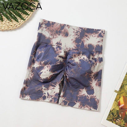 Seamless Tie Dye High Waist Yoga Shorts