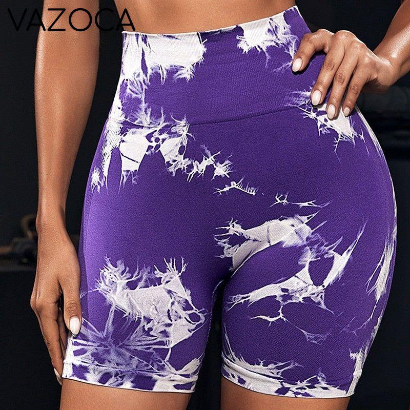 Seamless Tie Dye High Waist Yoga Shorts