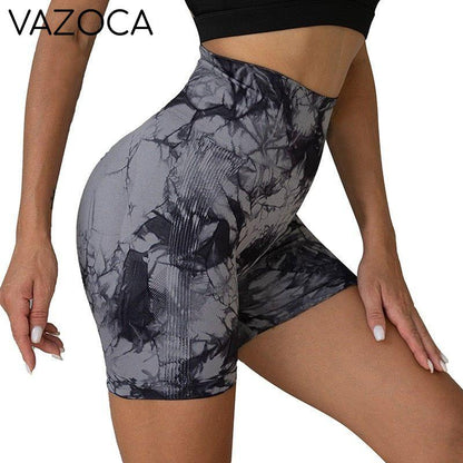 Seamless Tie Dye High Waist Yoga Shorts