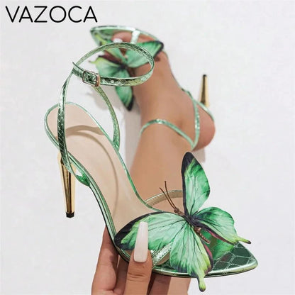 Green Butterfly High Heels