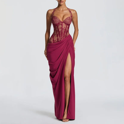 Bodice Corset High Slit Maxi Dress