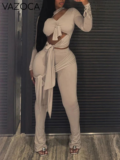 Multi Knot Flare Tassel Pants Set