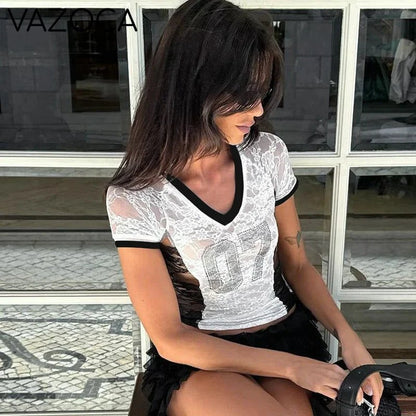 Lace Sheer V-Neck Top