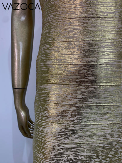Bronzing Gold Bodycon Bandage Dress