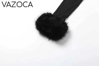 Fur Shawl Top Skirt Set