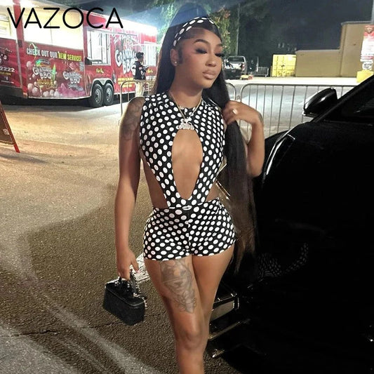 Polka Dot Cutout Romper