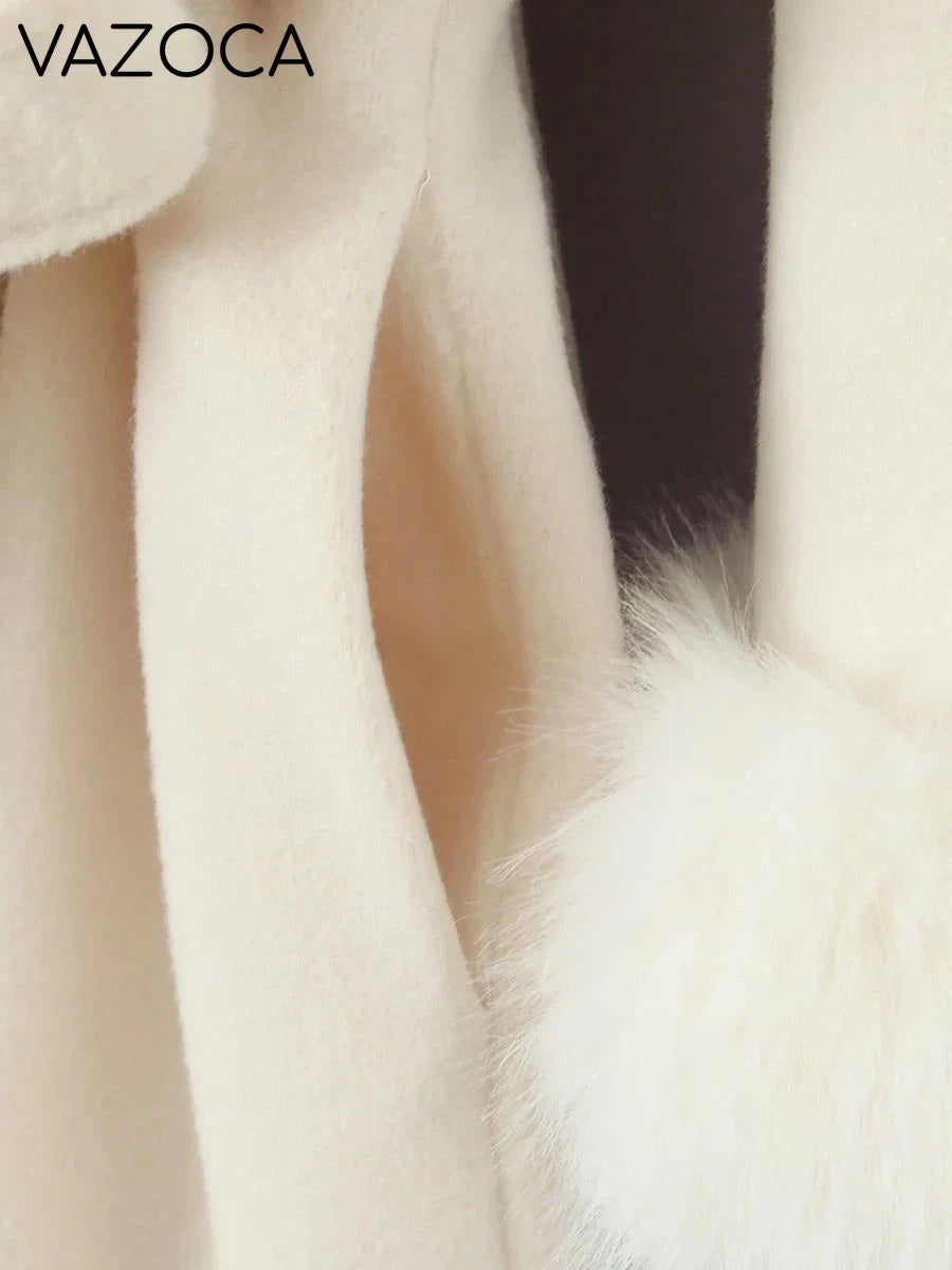 Fur Collar Elegant Trench Coat