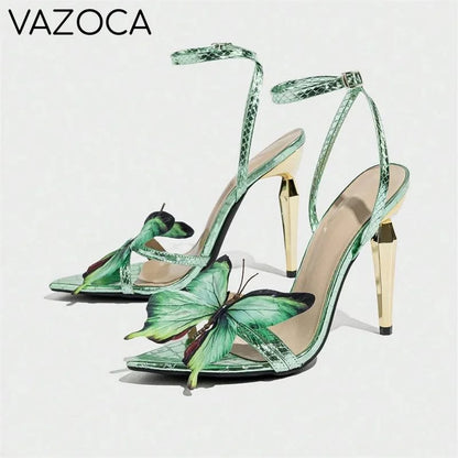 Green Butterfly High Heels