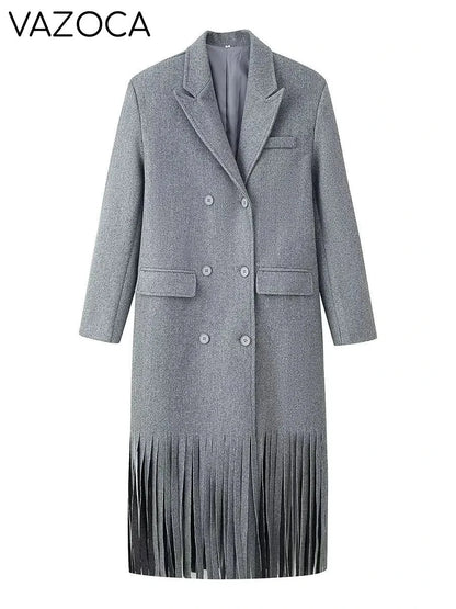 Wool Tassel Hem Coat