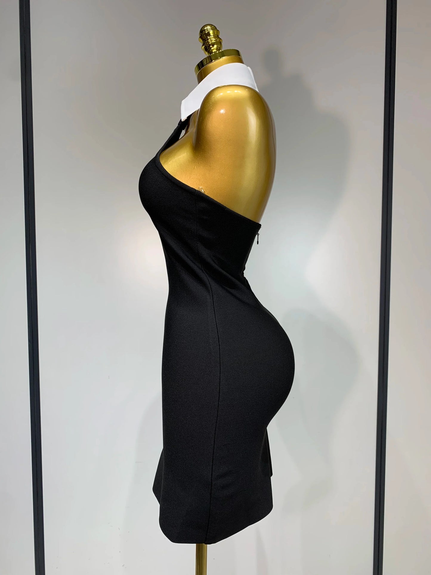 White Collar  Bodycon Bandage Mini Dress