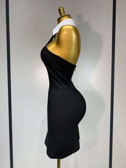 White Collar  Bodycon Bandage Mini Dress