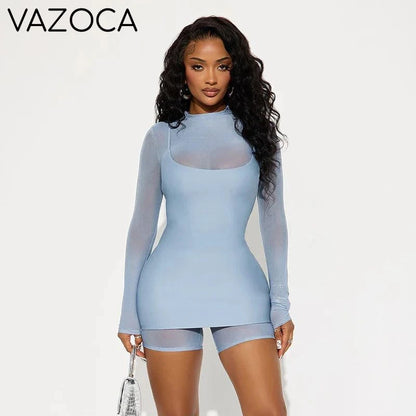Illusion Mesh Romper Dress