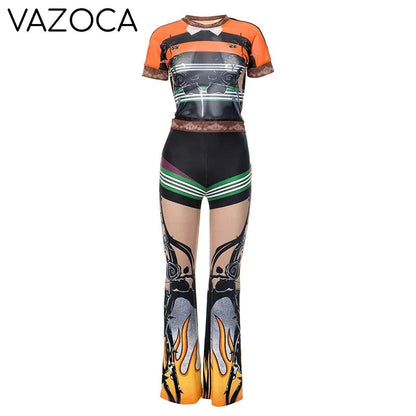 New Flame Mesh Pants Set