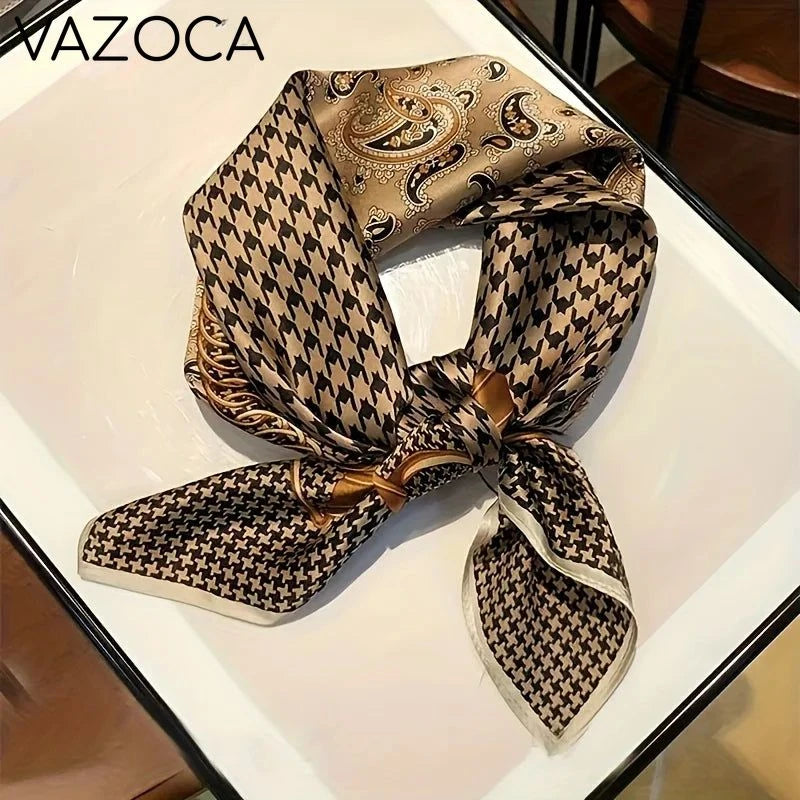 Houndstooth Printed Vintage Headscarf 6 68X68CM