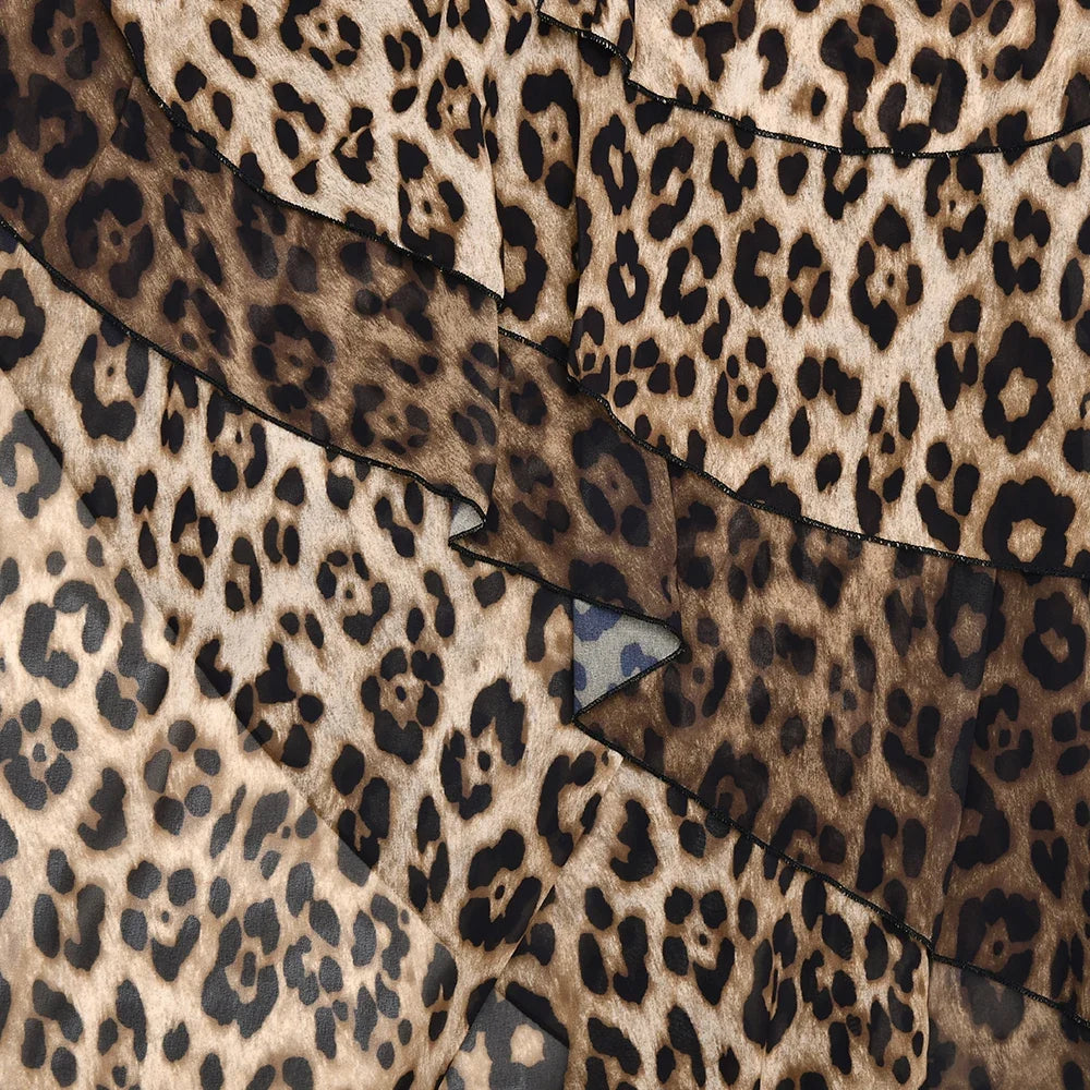 Leopard Inclined Shoulder Dress