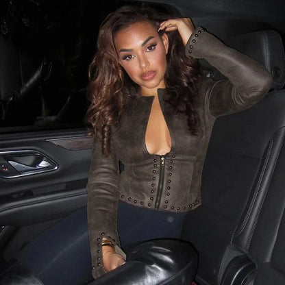 Nia Leather Crop Jacket