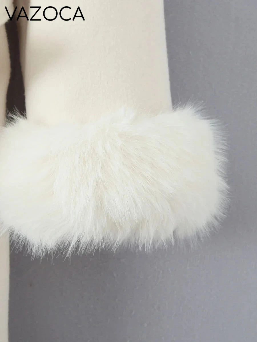 Fur Collar Elegant Trench Coat
