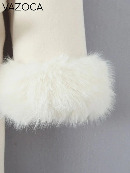 Fur Collar Elegant Trench Coat