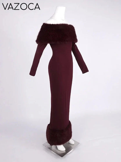 Lorene Fur Maxi Dress