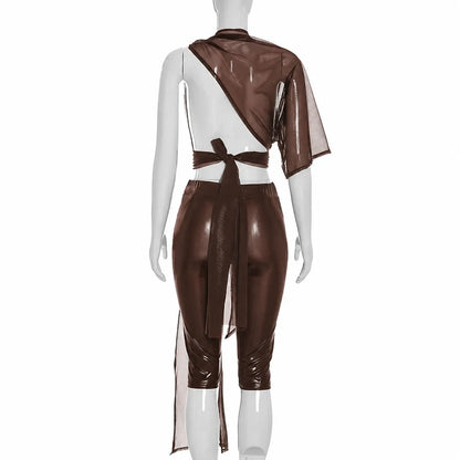Sheer Asymmetric Pants Set