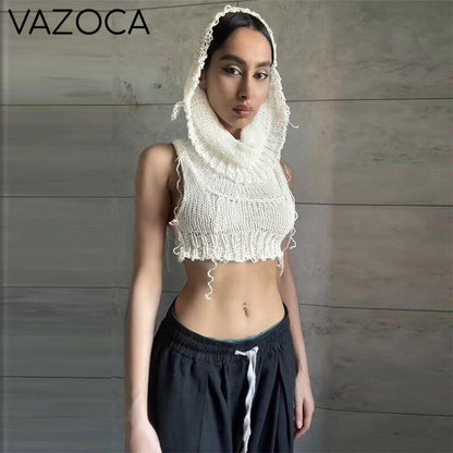Knit Hooded Wild Tank Top