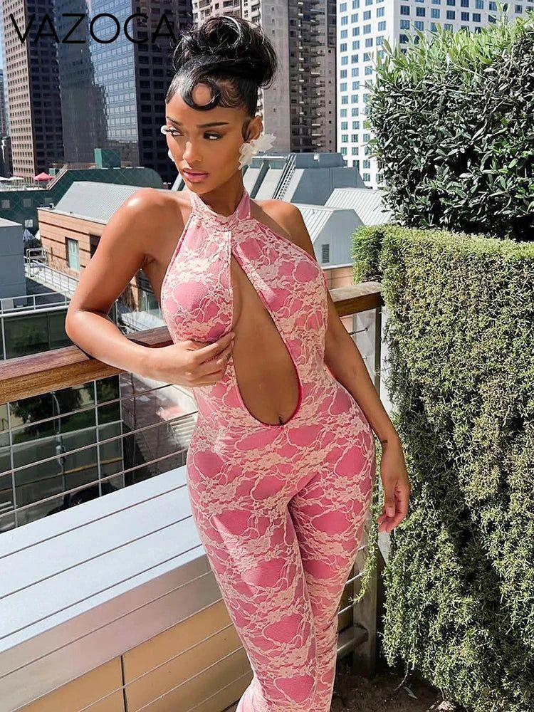 Shayna Mesh Jumpsuit Pink