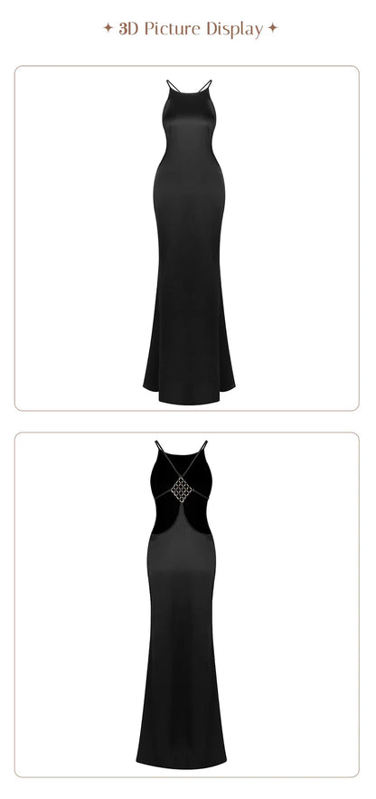 Backless Satin Maxi Dress