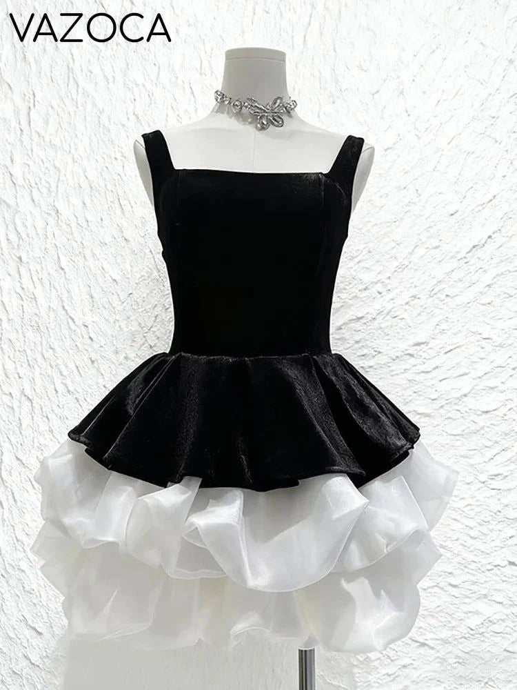 Loria Ruffles Velvet Dress