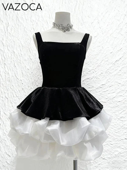 Loria Ruffles Velvet Dress