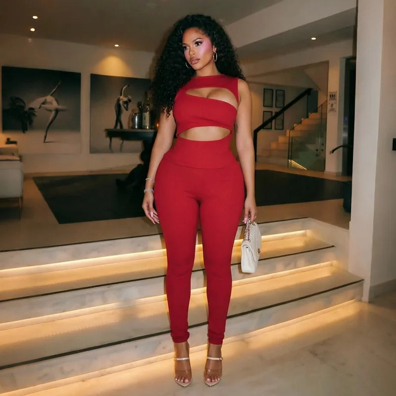 Double Cutout Sleeveless Jumpsuit