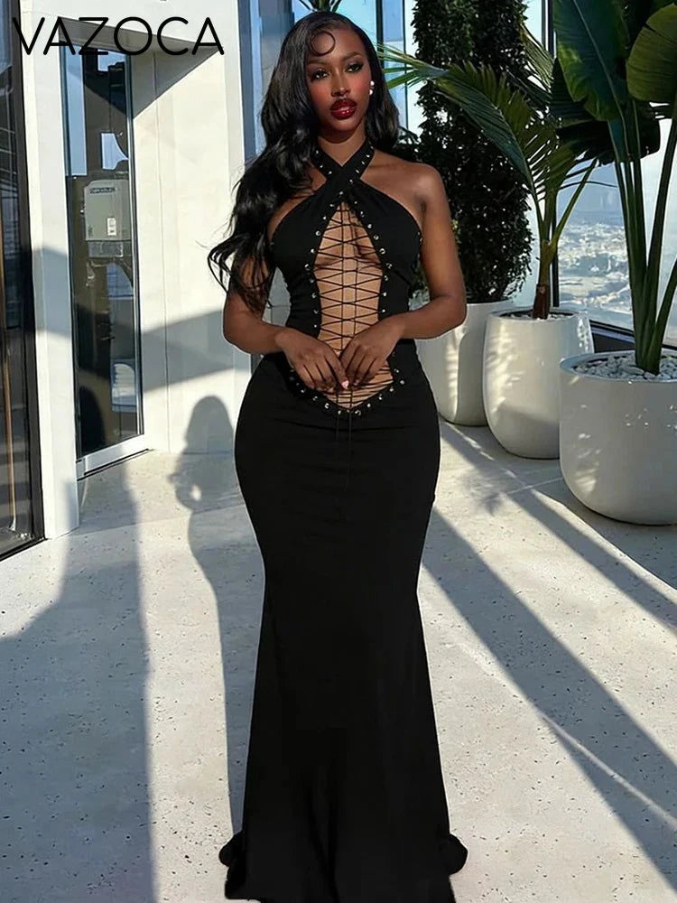 Cross Bodycon Maxi Dress
