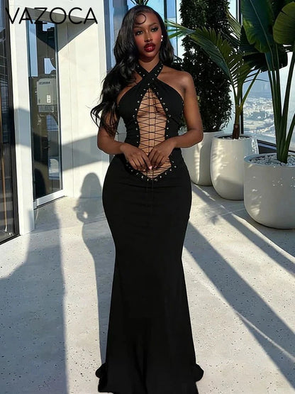 Cross Bodycon Maxi Dress