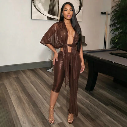 Sheer Asymmetric Pants Set