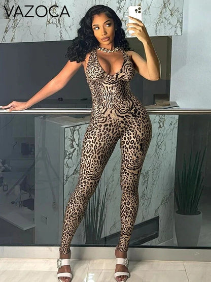 Peach Leopard Jumpsuit